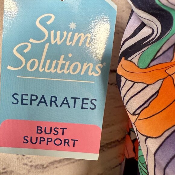 Swim Solutions Size 22W Navy Printed Double-Strap Havana Nights Floral Tankini - Picture 9 of 10